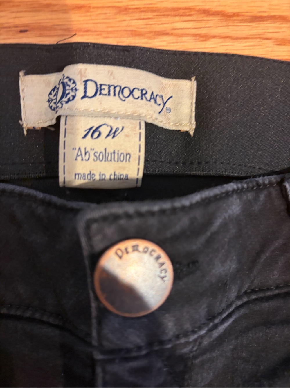 Democracy Black Jeans with Copper-Tone Button